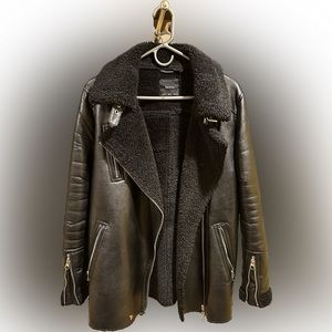 Bershka Leather Shearling Coat
